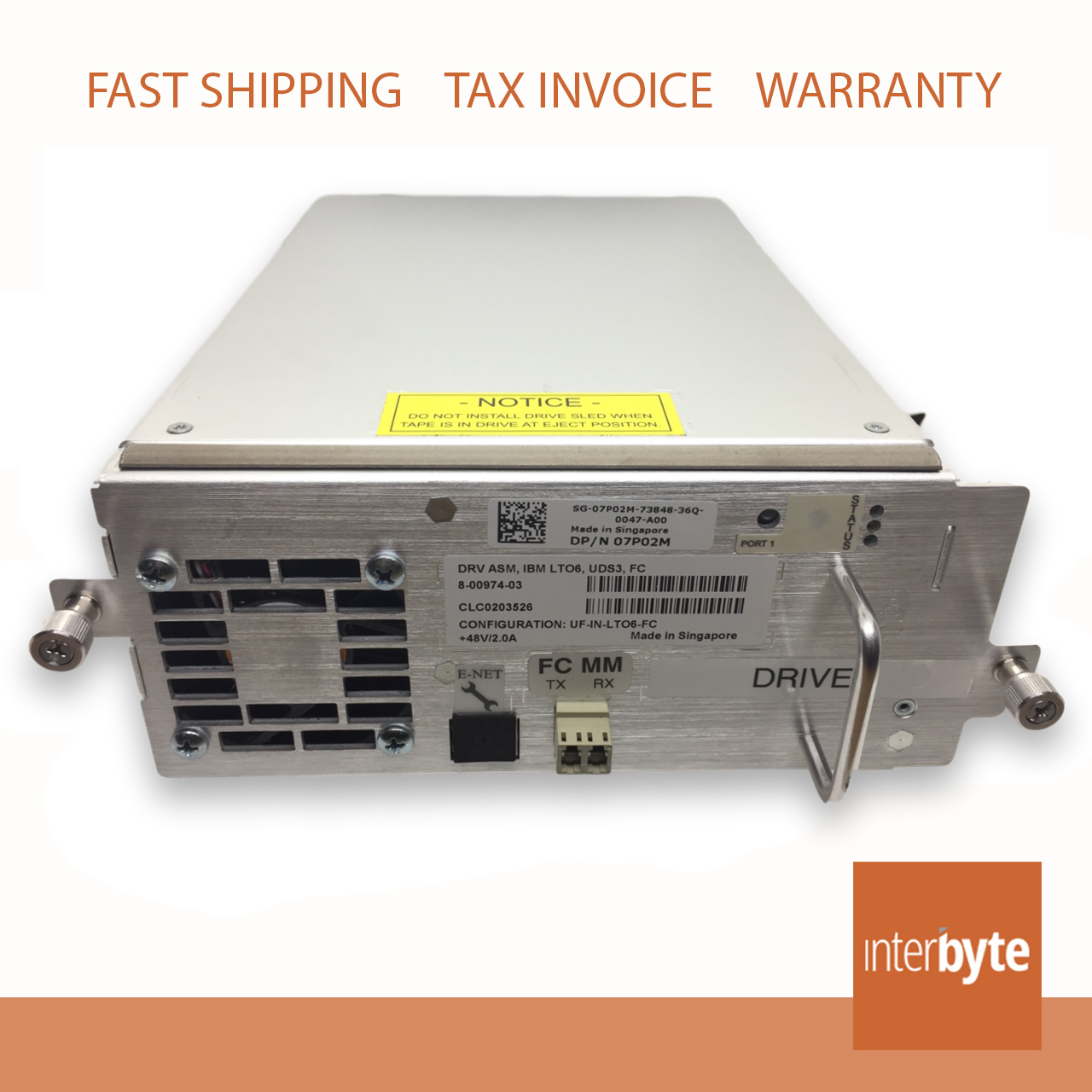 Dell Lto 6 Fh Fc Tape Drive Ml6000 7p02m Jp6tm 51fgj 8 00974 03 Ebay