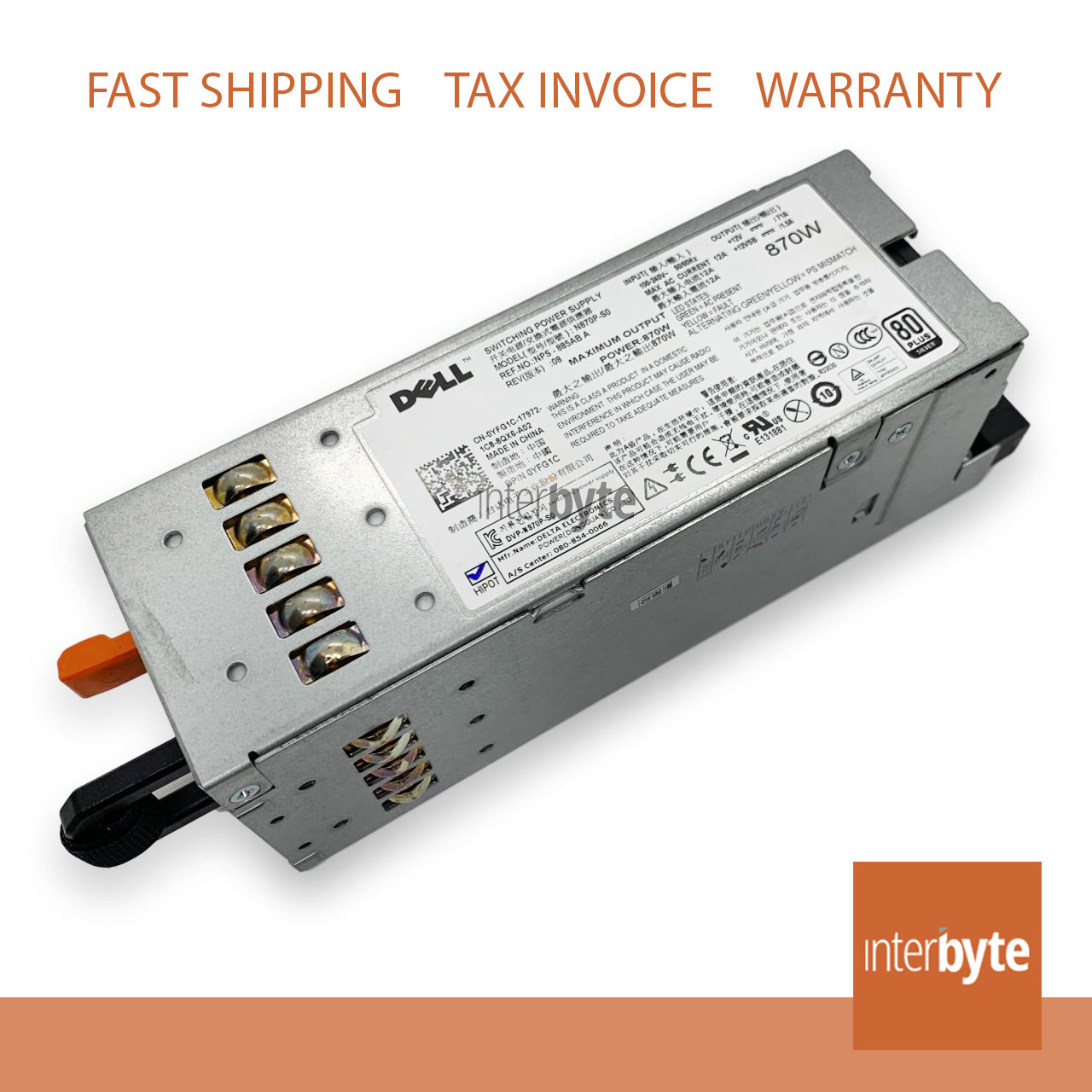 PSU 870W Switching Hot Swap N870P-S0 PowerEdge R710 PT164